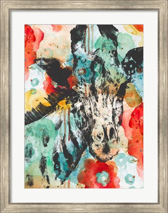 Framed Vibrant Giraffe Print