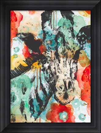 Framed Vibrant Giraffe Print