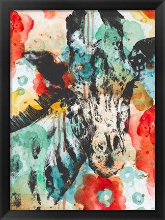 Framed Vibrant Giraffe Print