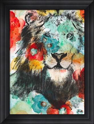 Framed Vibrant Lion Print