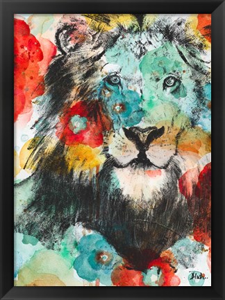 Framed Vibrant Lion Print