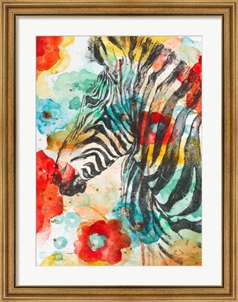Framed Vibrant Zebra Print