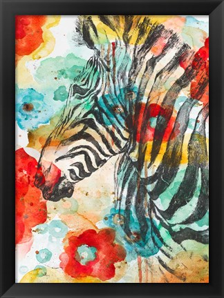 Framed Vibrant Zebra Print