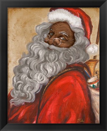 Framed African American Jolly St. Nick Print