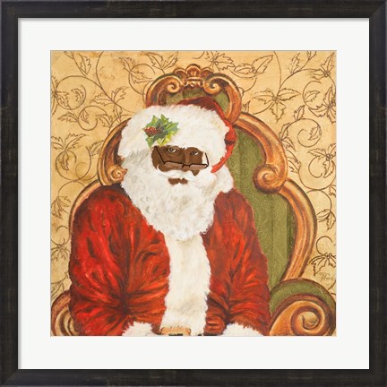 Framed African American Sitting Santa Print