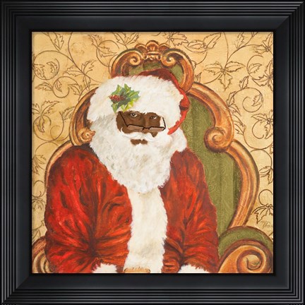 Framed African American Sitting Santa Print