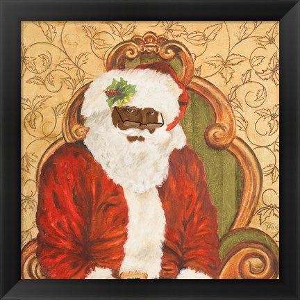 Framed African American Sitting Santa Print