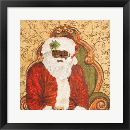 Framed African American Sitting Santa Print