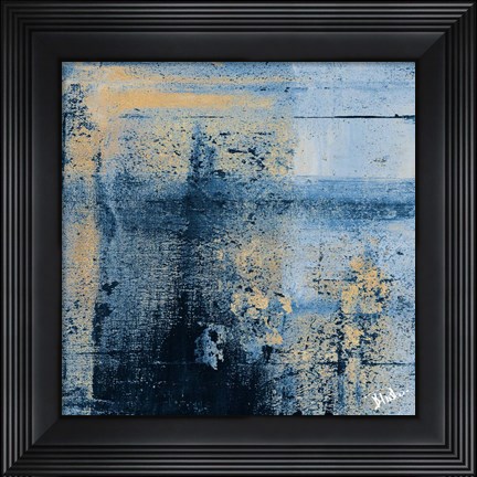 Framed Gold on Blue Square II Print
