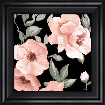 Framed Dusty Rose on Black I Print