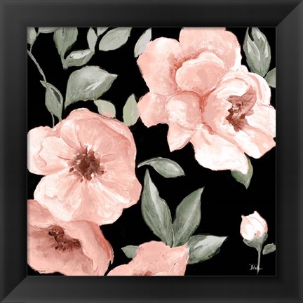 Framed Dusty Rose on Black I Print