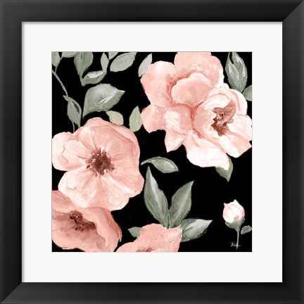 Framed Dusty Rose on Black I Print