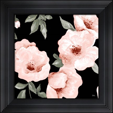 Framed Dusty Rose on Black II Print