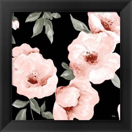 Framed Dusty Rose on Black II Print