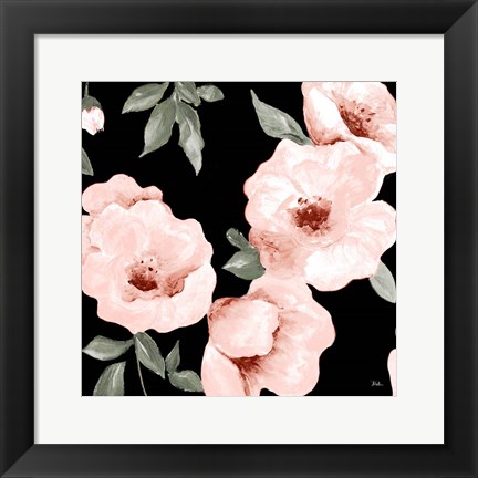 Framed Dusty Rose on Black II Print