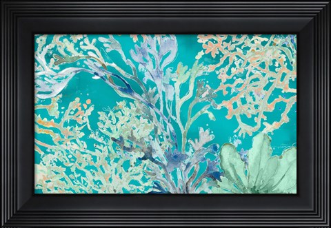Framed Under the Sea Plants Blue Print
