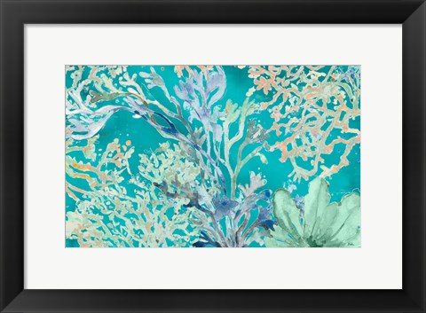 Framed Under the Sea Plants Blue Print