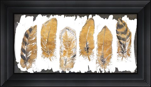 Framed Gold Watercolor Feathers Print