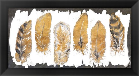 Framed Gold Watercolor Feathers Print