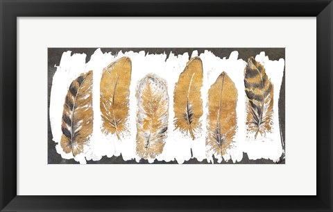 Framed Gold Watercolor Feathers Print