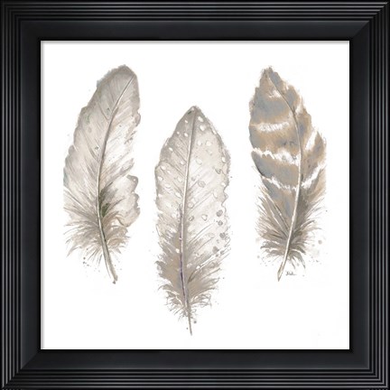 Framed Neutral Watercolor Feathers II Print