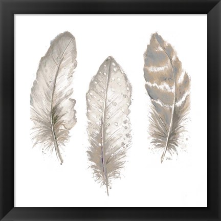 Framed Neutral Watercolor Feathers II Print