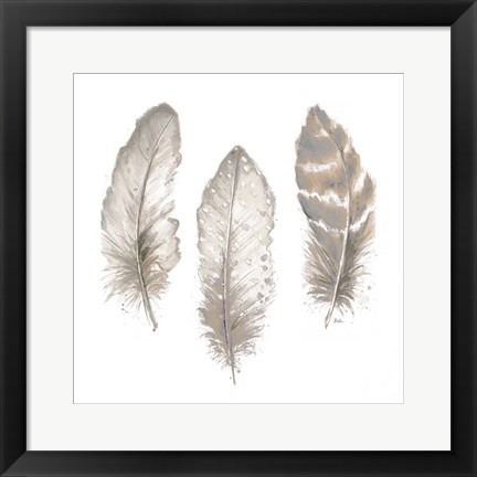 Framed Neutral Watercolor Feathers II Print