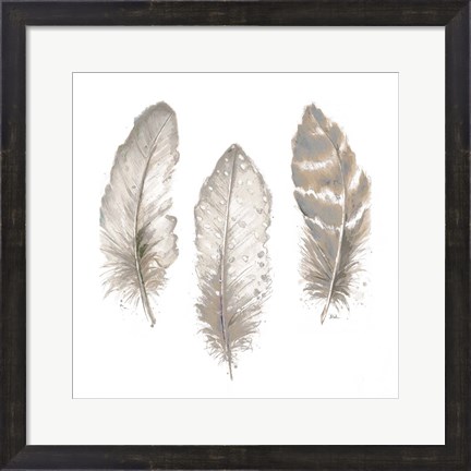 Framed Neutral Watercolor Feathers II Print