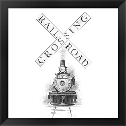 Framed Railroad Crossing Print