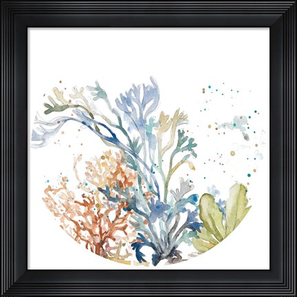 Framed Under the Sea Plants Round Print