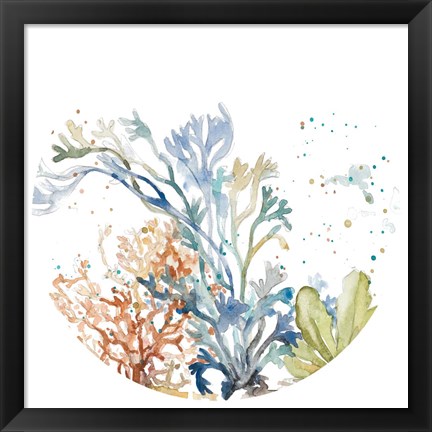 Framed Under the Sea Plants Round Print