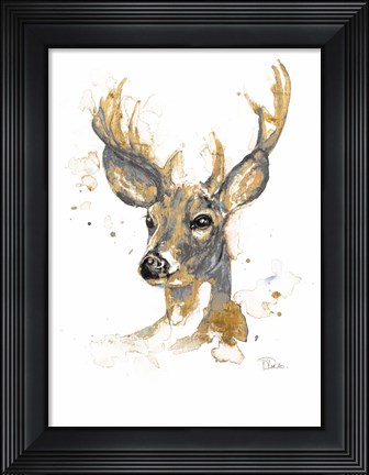 Framed Gold Antlers I Print