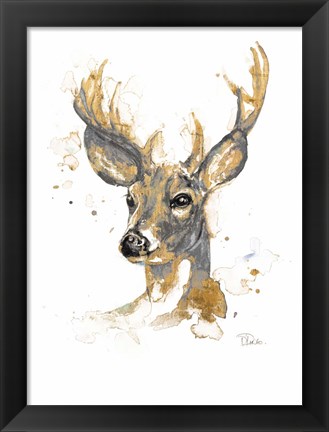 Framed Gold Antlers I Print