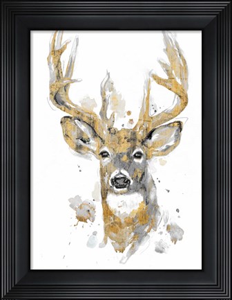 Framed Gold Antlers II Print