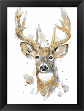 Framed Gold Antlers II Print