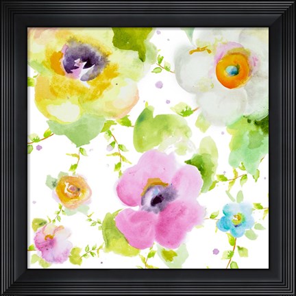 Framed Rosy Vines I Print
