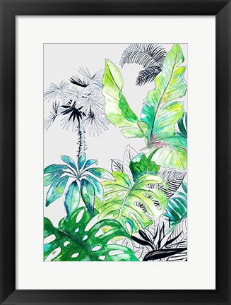 Framed Teal Palm Selva I Print