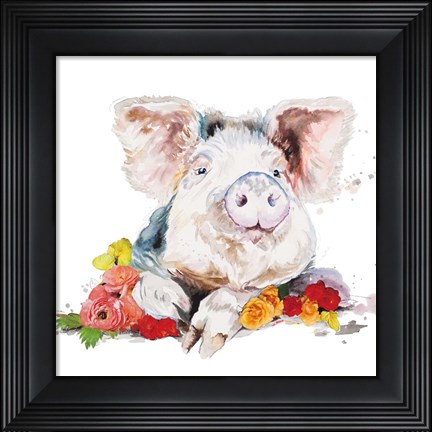 Framed Happy Little Pig Print