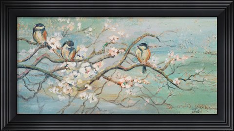 Framed Spring Branch with Birds Print