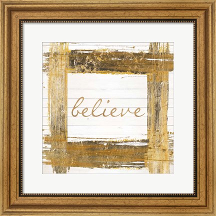 Framed Gold Believe Square Print