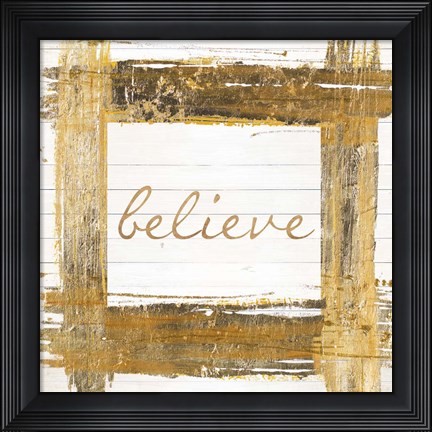 Framed Gold Believe Square Print