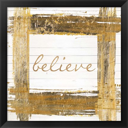 Framed Gold Believe Square Print