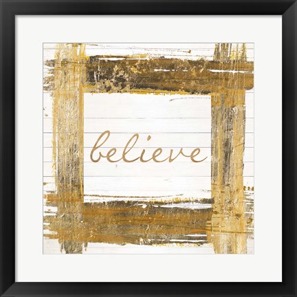 Framed Gold Believe Square Print