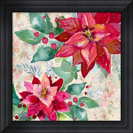 Framed Holiday Poinsettia II Print