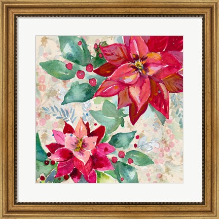 Framed Holiday Poinsettia II Print
