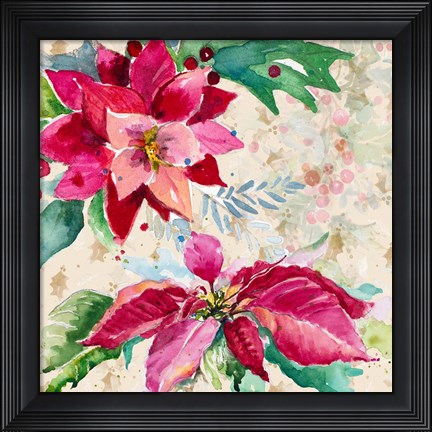 Framed Holiday Poinsettia I Print