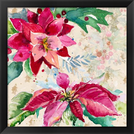 Framed Holiday Poinsettia I Print