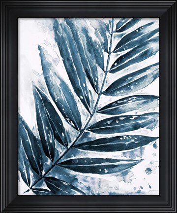 Framed Blue Jungle Leaf I Print