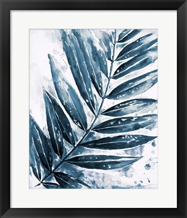 Framed Blue Jungle Leaf I Print