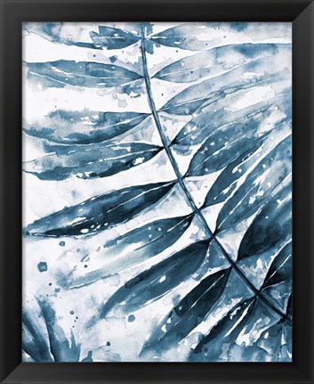 Framed Blue Jungle Leaf II Print